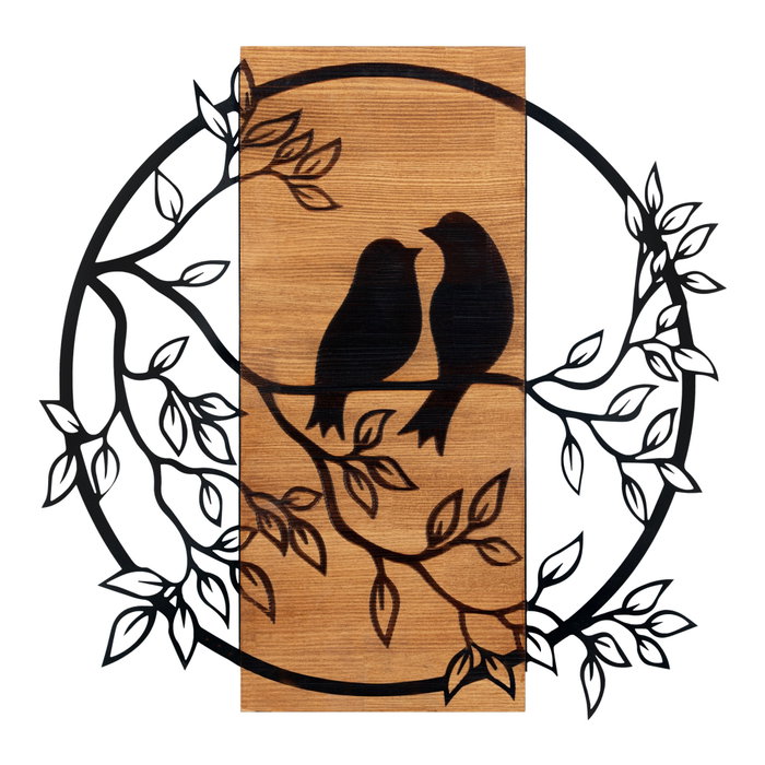Wallity Birds In Love 1 Escultura de pared Negro y Nogal